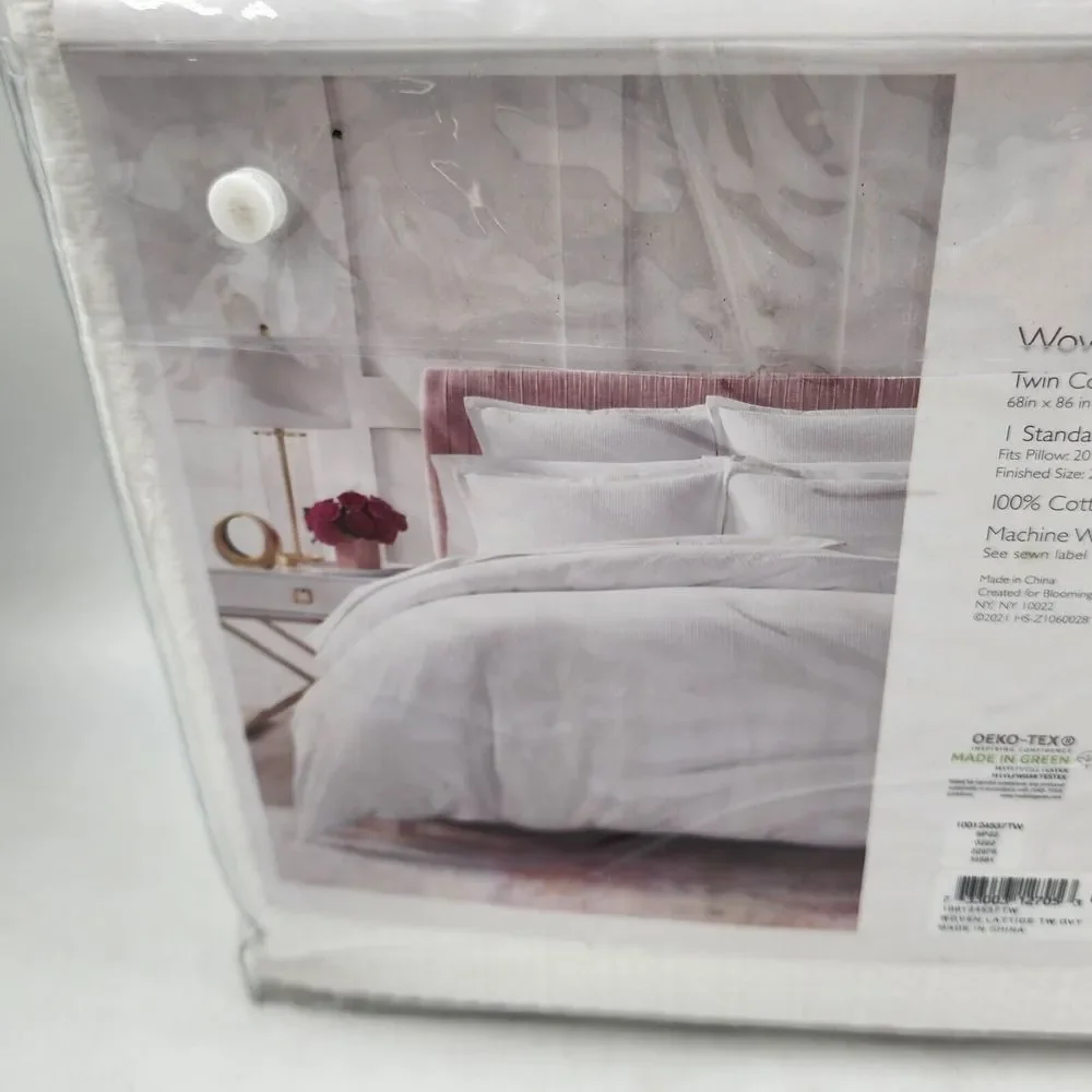 Sky Woven Lattice Duvet Set Twin Size Comforter Standard Pillow Sham White~ - Picture 10 of 13